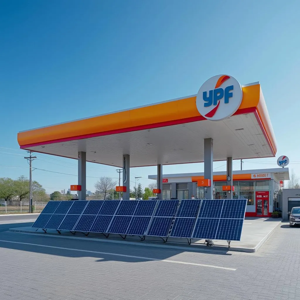 Paneles solares en estación YPF